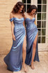 Off The Shoulder Cowl Neck Corset Satin Luxury Sensual Prom & Bridesmaid Dress CD7492