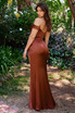 Off The Shoulder Cowl Neck Corset Satin Luxury Sensual Prom & Bridesmaid Dress CD7492