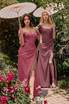 Soft Satin Corset Vintage Retro Laced Style High Leg Slit Prom & Bridesmaid Dress CD7484