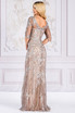 Embroidered Lace Trumpet Sheer 3/4 Sleeves Long Mother Of The Bride Dress AC7045