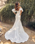 Off Shoulder Mermaid Open Back Long Wedding Dress NXJE966