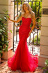 Embroidered Lace Tulle Skirt Strapless Sweetheart Long Prom Dress ACSU081