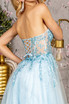 Sequin Strapless Sheer Bodice Mesh A-line Long Prom Dress GLGL3209