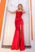 Side Slit Satin Skirt Embroidered Bodice Open Back Long Evening Dress NXA1372