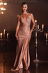 Gathered Waistline Ruched Fitted Plunging Neck Bodice Lace-Up Back Long Evening Dress CDCH225