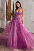 Strapless Layered Tulle Side Slit Sheer Bodice Long Prom Dress CDCD0230