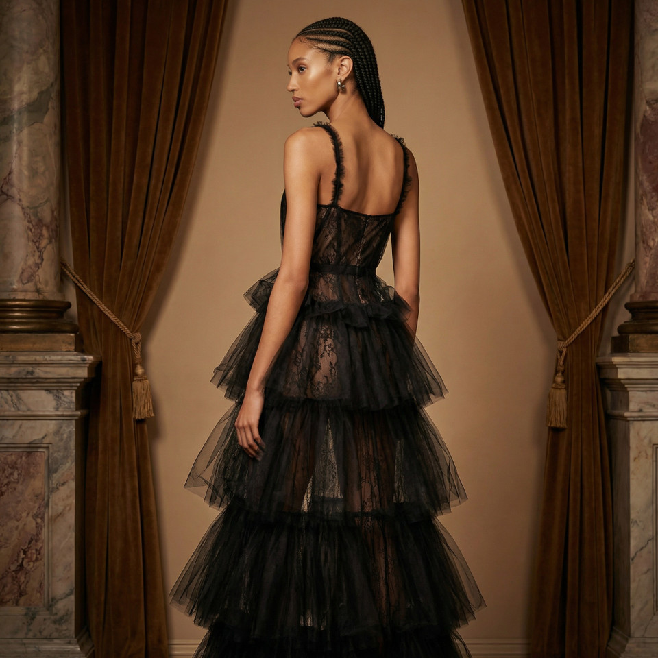 Laurel Bustier Tiered Gown