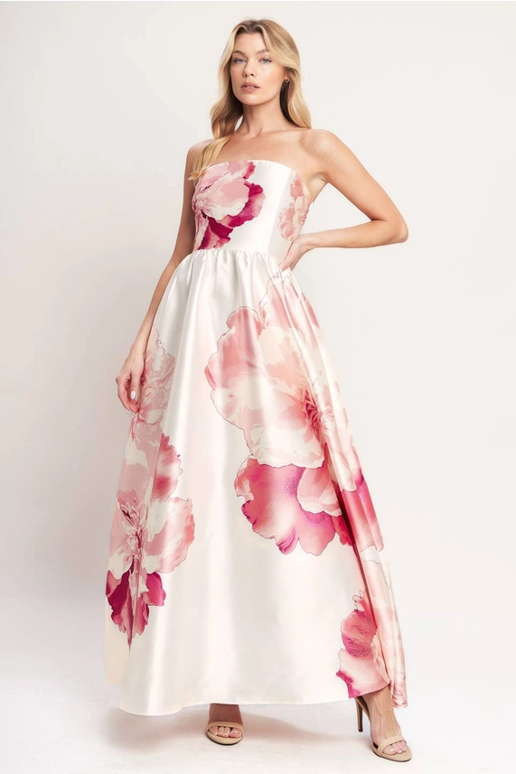 Adèle Coral Printed Maxi Dress