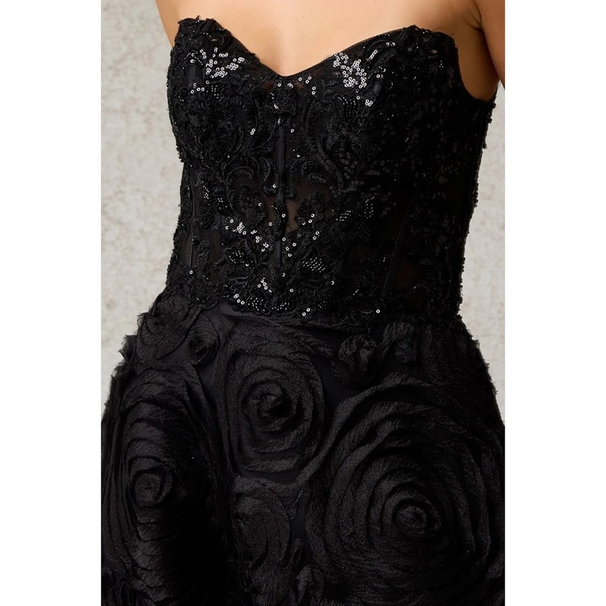 Diane Black Rosette Midi Dress