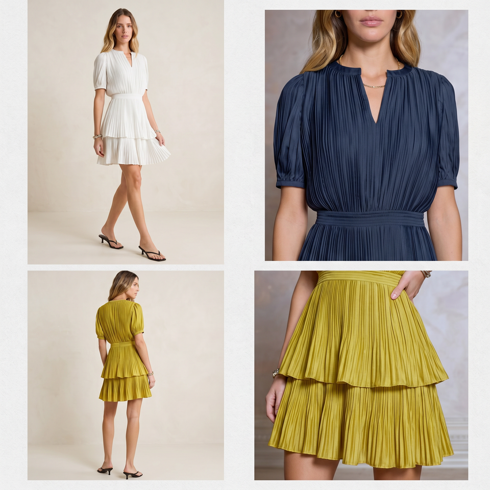 Élise Pleated Mini Dress