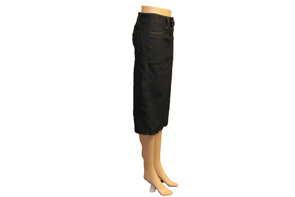 Navy Stitched Straight Denim Midi Skirt - FINAL SALE – Inherit Co.