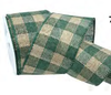 Green Gingham Burlap Wired Ribbon # 7378.60/10-607
