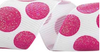 White and Azalea Glitter Polka Dot Ribbon #308