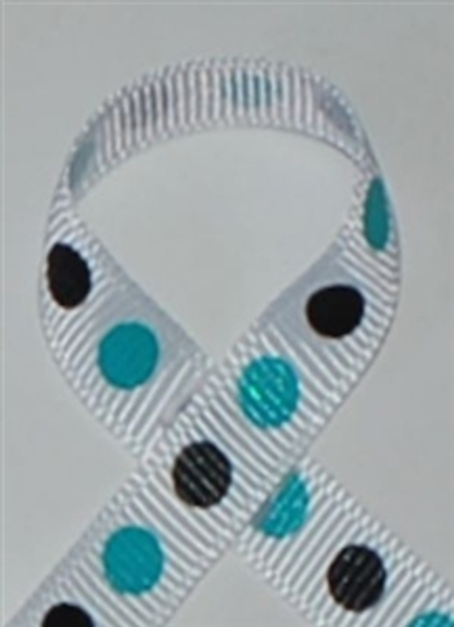 Glitter Polka Dot Ribbon Black / Turquoise