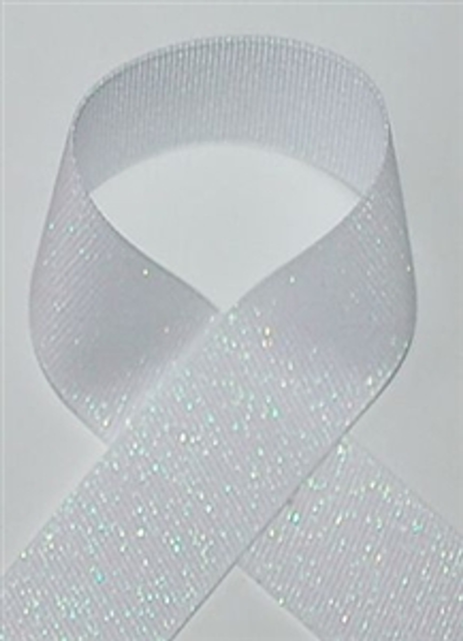 White Iridescent Glitter Ribbon, RGA181627, White Glitter Ribbon