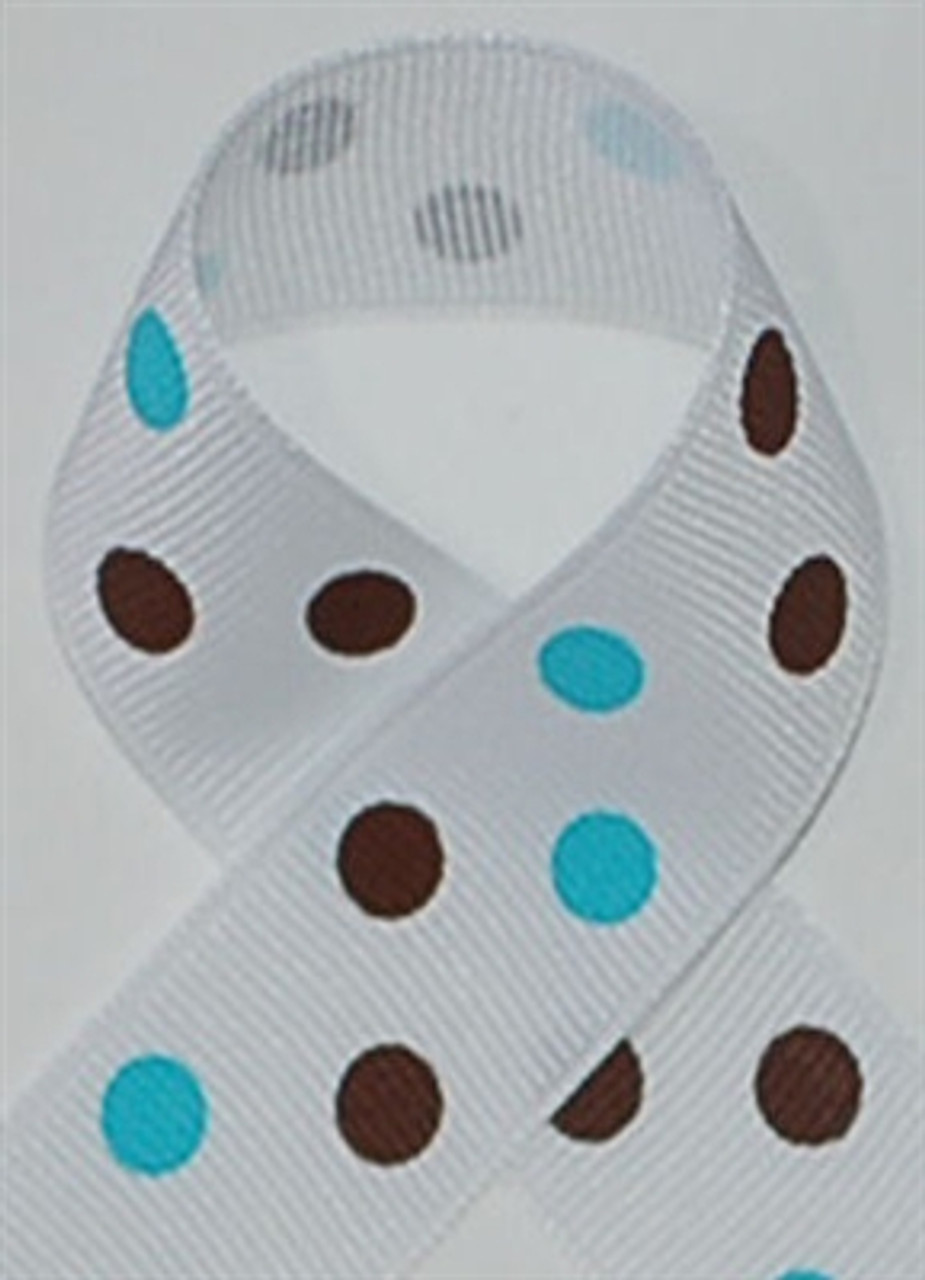 White Brown Turquoise Polka Dots