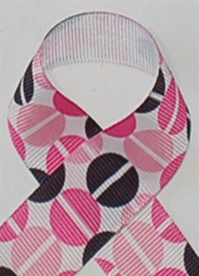 Split Pea Pink and Black Grosgrain Ribbon