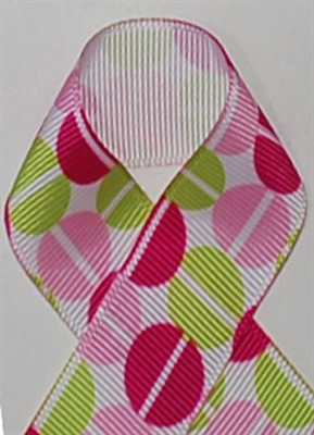 Split Pea Pink and Green Grosgrain Ribbon