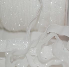 White Velvet Glitter Elastic