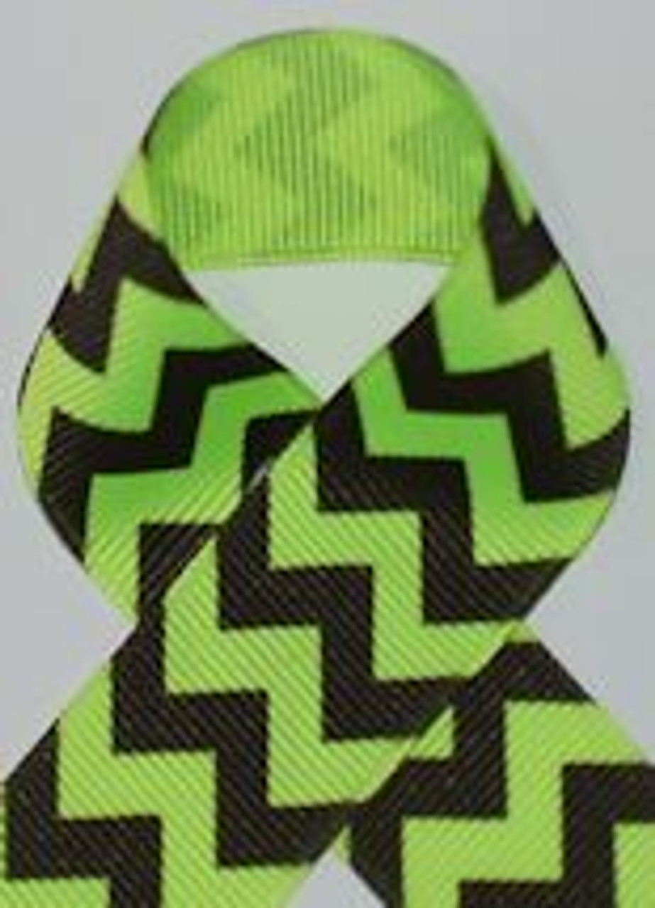 Neon Lime Chevron ribbon, Printed gross grain ribbon and grosgrain ribbon.