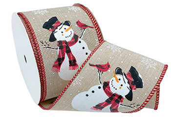 Snowman & Cardinal Wired Ribbon # 7873.60/10-004