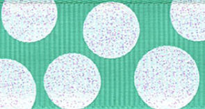 Teal and White Glitter Polka Dot Ribbon #342
