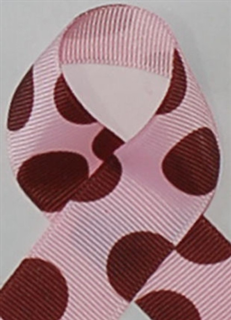 Pink with Brown Dots Grosgrain