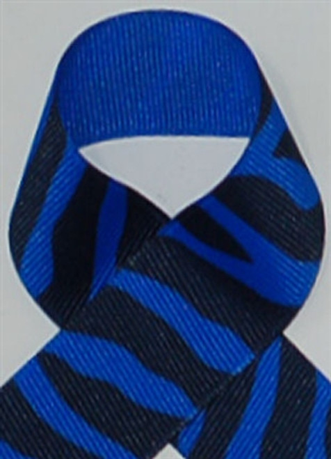 Electric Blue Zebra Printed Ribbon. Great for hair bows, cheer bows,craft ribbon and more