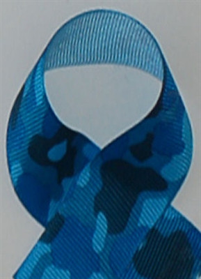 Camouflage Aqua Grosgrain Ribbon
