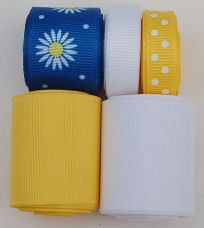 Blue Daisy Grosgrain Ribbon Mix