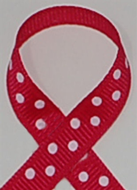 Satin Polka Dot Ribbon Wired Burgundy With Light Gold Dots ( W: 1 - 1/2 Inch