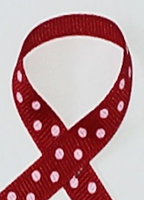 Cranberry swiss polka dot ribbon. Perfect for hair bows and craft ribbon