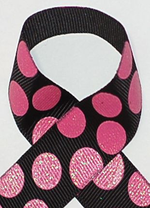 Black / Hot Pink Glitter Polka Dot Ribbon