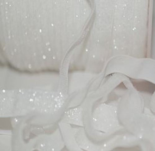 3/8 White Velvet Glitter Elastic