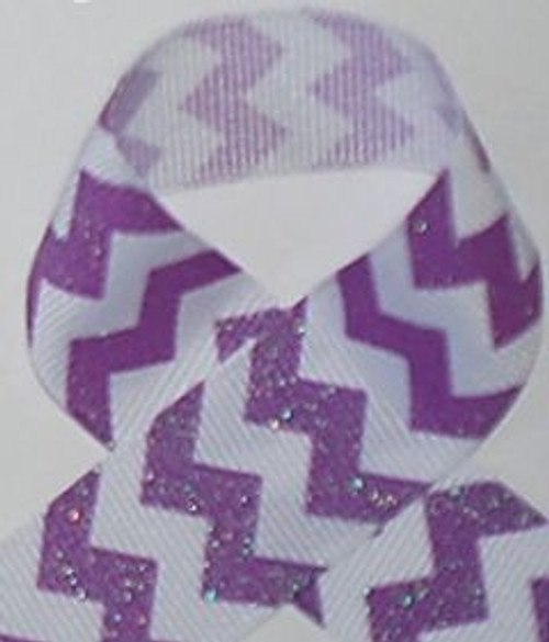 Purple Glitter Grosgrain Chevron Ribbon