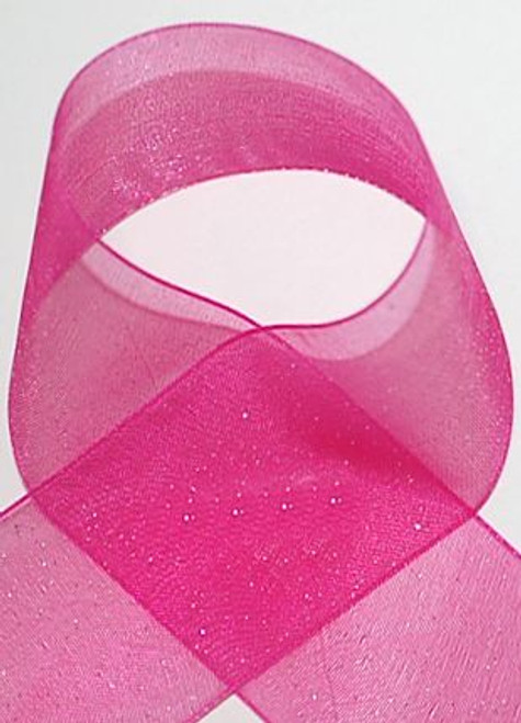 1.5 inch Hot Pink Glitter Sheer Ribbon