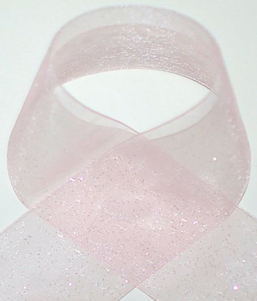 Glitter Sheer Ribbon, Light Pink Sheer Ribbon