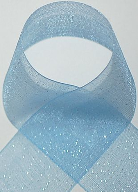 1.5 inch dazzle blue glitter sheer ribbon