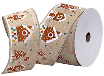 Gingerbread House Wired Ribbon #7750.60/10-004