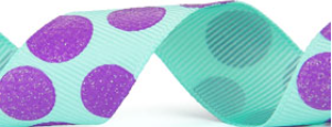 Aqua and Lavender Glitter Polka Dot Ribbon #612