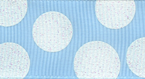 Capri Blue and White Glitter Polka Dot Ribbon #331