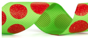 Lime and Red Glitter Polka Dot Ribbon #927