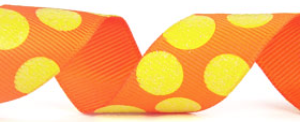 Orange and Yellow Glitter Polka Dot Ribbon #620