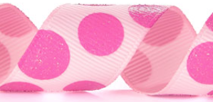 Pink and Pink Glitter Polka Dot Ribbon #022