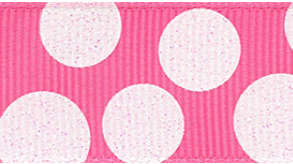 Pink and White Glitter Polka Dot Ribbon #716