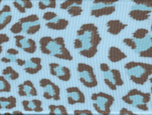 Lt. Blue Leopard Print Grosgrain Ribbon #602