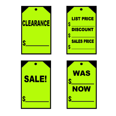 Selection of green stick on tags