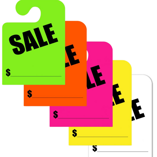 selection of colors of our Hook style SALE  hang tags.