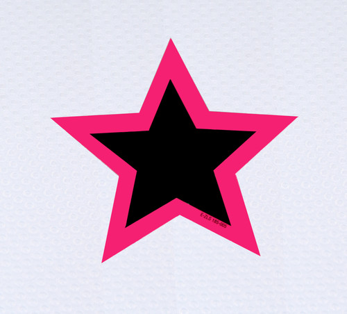 pink and black windshield star decal packed in shrink-wrapped packs of a dozen (12)