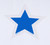 Blue and white windshield star decal packed in shrink-wrapped packs of a dozen (12)